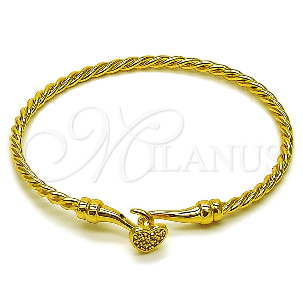 Aro Individual 07.282.0079.04 Oro Laminado, Diseño de Corazon, con Micro Pave Blanca, Pulido, Dorado