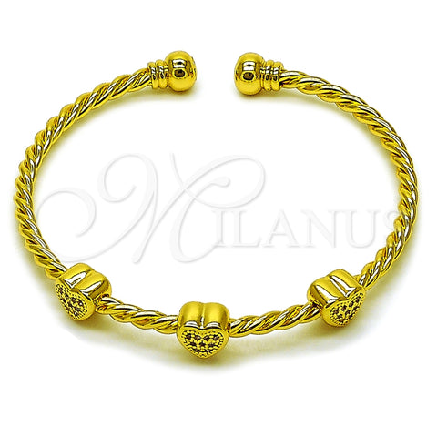 Aro Individual 07.282.0080 Oro Laminado, Diseño de Corazón y Torcido, con Blanca Micro Pave, Pulido, Tono Dorado (Thickness, One size fits all)