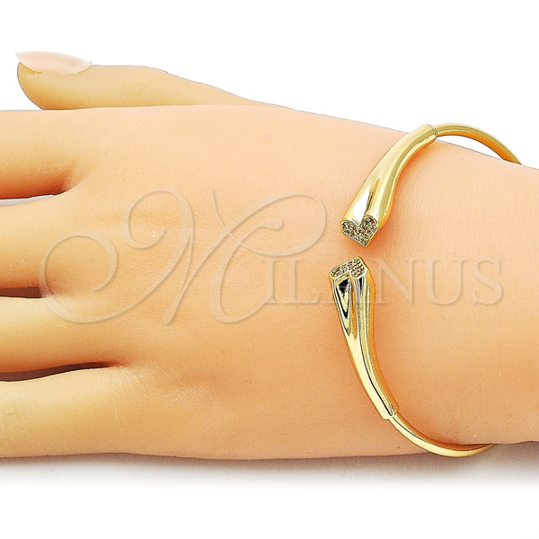 Aro Individual 07.282.0081 Oro Laminado, Diseño de Corazón, con Blanca Micro Pave, Pulido, Tono Dorado (Thickness, One size fits all)