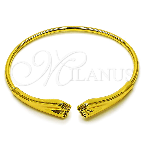 Aro Individual 07.282.0081 Oro Laminado, Diseño de Corazón, con Blanca Micro Pave, Pulido, Tono Dorado (Thickness, One size fits all)