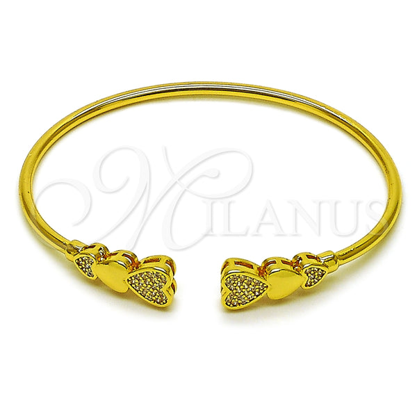Aro Individual 07.282.0082 Oro Laminado, Diseño de Corazón, con Blanca Micro Pave, Pulido, Tono Dorado (Thickness, One size fits all)