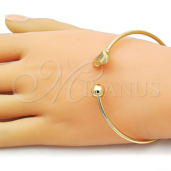 Aro Individual 07.282.0085 Oro Laminado, Diseño de Corazón y Bola, con Blanca Micro Pave, Pulido, Tono Dorado (Thickness, One size fits all)