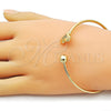 Aro Individual 07.282.0085 Oro Laminado, Diseño de Corazón y Bola, con Blanca Micro Pave, Pulido, Tono Dorado (Thickness, One size fits all)