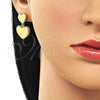 Arete Colgante 02.282.0118 Oro Laminado, Diseño de Corazón, Pulido, Tono Dorado