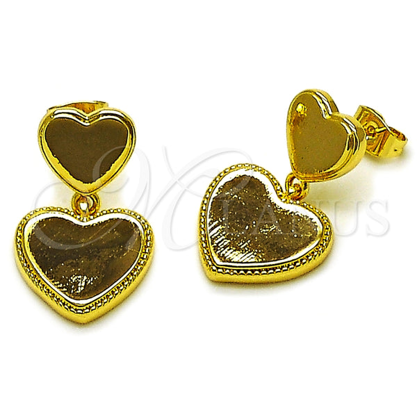 Arete Colgante 02.282.0118 Oro Laminado, Diseño de Corazón, Pulido, Tono Dorado