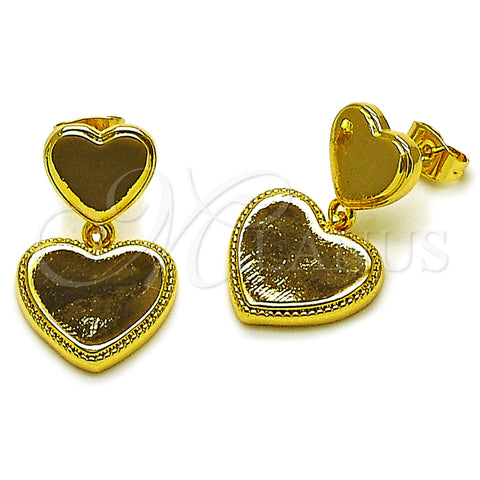 Arete Colgante 02.282.0118 Oro Laminado, Diseño de Corazón, Pulido, Tono Dorado