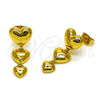 Arete Largo 02.282.0119 Oro Laminado, Diseño de Corazón, Pulido, Tono Dorado