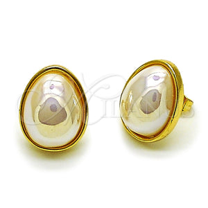 Arete Dormilona 02.282.0121 Oro Laminado, Diseño de Gota, con Marfil Madre Perla, Pulido, Tono Dorado