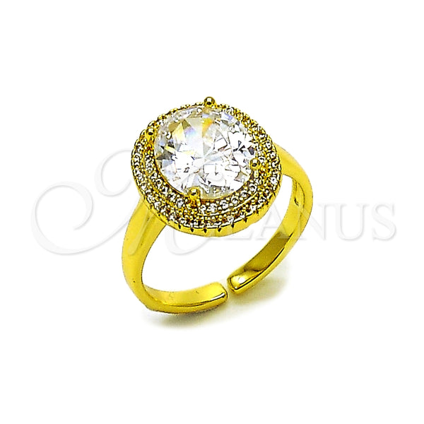 Anillo Multi Piedra 01.424.0001 Oro Laminado, Diseño de Cluster, con Blanca Zirconia Cubica and Blanca Micro Pave, Pulido, Tono Dorado (One size fits all)