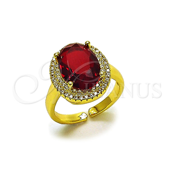 Anillo Multi Piedra 01.424.0001.1 Oro Laminado, Diseño de Cluster, con Granate and Blanca Zirconia Cubica, Pulido, Tono Dorado (One size fits all)