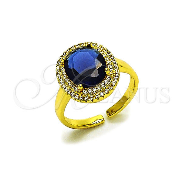 Anillo Multi Piedra 01.424.0001.3 Oro Laminado, Diseño de Cluster, con Zafiro Azul Zirconia Cubica and Blanca Micro Pave, Pulido, Tono Dorado (One size fits all)