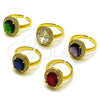 Anillo Multi Piedra 01.424.0001.3 Oro Laminado, Diseño de Cluster, con Zafiro Azul Zirconia Cubica and Blanca Micro Pave, Pulido, Tono Dorado (One size fits all)