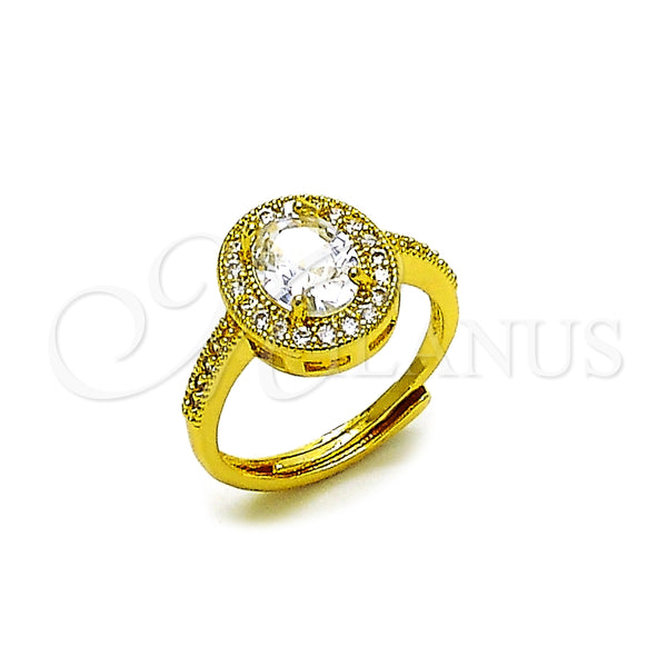 Anillo Multi Piedra 01.424.0003 Oro Laminado, Diseño de Cluster, con Blanca Zirconia Cubica, Pulido, Tono Dorado (One size fits all)