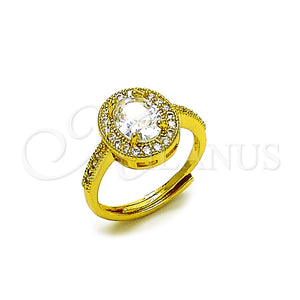 Anillo Multi Piedra 01.424.0003 Oro Laminado, Diseño de Cluster, con Blanca Zirconia Cubica, Pulido, Tono Dorado (One size fits all)