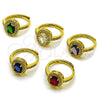 Anillo Multi Piedra 01.424.0003 Oro Laminado, Diseño de Cluster, con Blanca Zirconia Cubica, Pulido, Tono Dorado (One size fits all)