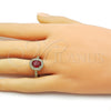 Anillo Multi Piedra 01.424.0003.1 Oro Laminado, Diseño de Cluster, con Granate and Blanca Zirconia Cubica, Pulido, Tono Dorado (One size fits all)