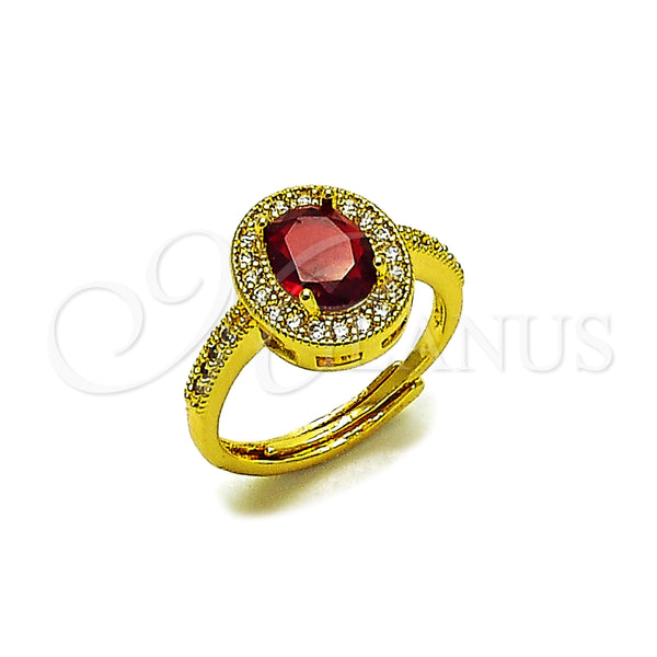 Anillo Multi Piedra 01.424.0003.1 Oro Laminado, Diseño de Cluster, con Granate and Blanca Zirconia Cubica, Pulido, Tono Dorado (One size fits all)