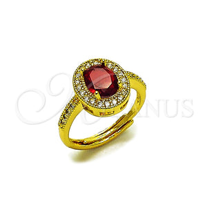 Anillo Multi Piedra 01.424.0003.1 Oro Laminado, Diseño de Cluster, con Granate and Blanca Zirconia Cubica, Pulido, Tono Dorado (One size fits all)