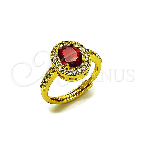 Anillo Multi Piedra 01.424.0003.1 Oro Laminado, Diseño de Cluster, con Granate and Blanca Zirconia Cubica, Pulido, Tono Dorado (One size fits all)