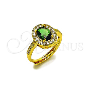 Anillo Multi Piedra 01.424.0003.2 Oro Laminado, Diseño de Cluster, con Verde and Blanca Zirconia Cubica, Pulido, Tono Dorado (One size fits all)