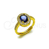 Anillo Multi Piedra 01.424.0003.3 Oro Laminado, Diseño de Cluster, con Zafiro Azul and Blanca Zirconia Cubica, Pulido, Tono Dorado (One size fits all)