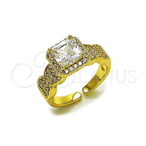 Anillo Multi Piedra 01.424.0004 Oro Laminado, Diseño de Cluster, con Blanca Zirconia Cubica, Pulido, Tono Dorado (One size fits all)