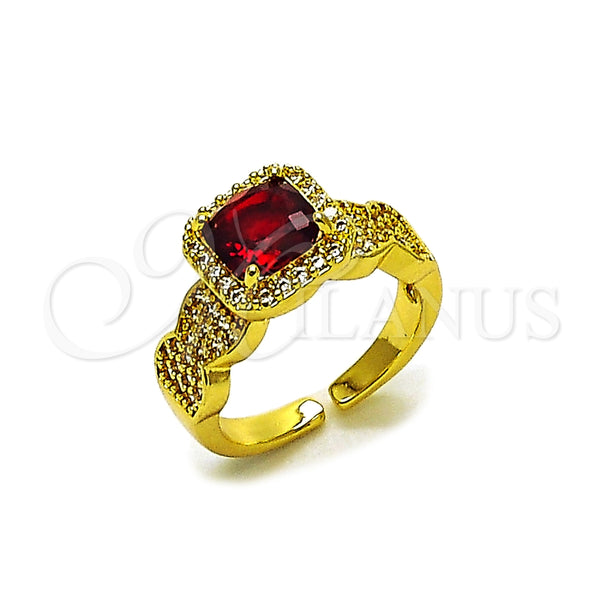 Anillo Multi Piedra 01.424.0004.1 Oro Laminado, Diseño de Cluster, con Granate and Blanca Zirconia Cubica, Pulido, Tono Dorado (One size fits all)