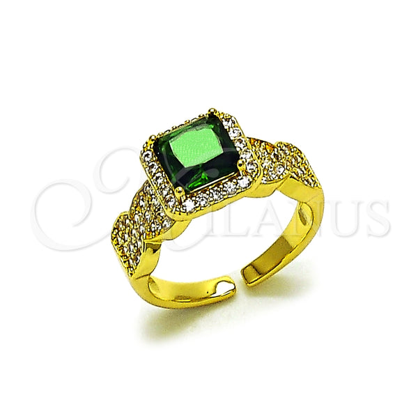 Anillo Multi Piedra 01.424.0004.2 Oro Laminado, Diseño de Cluster, con Verde and Blanca Zirconia Cubica, Pulido, Tono Dorado (One size fits all)