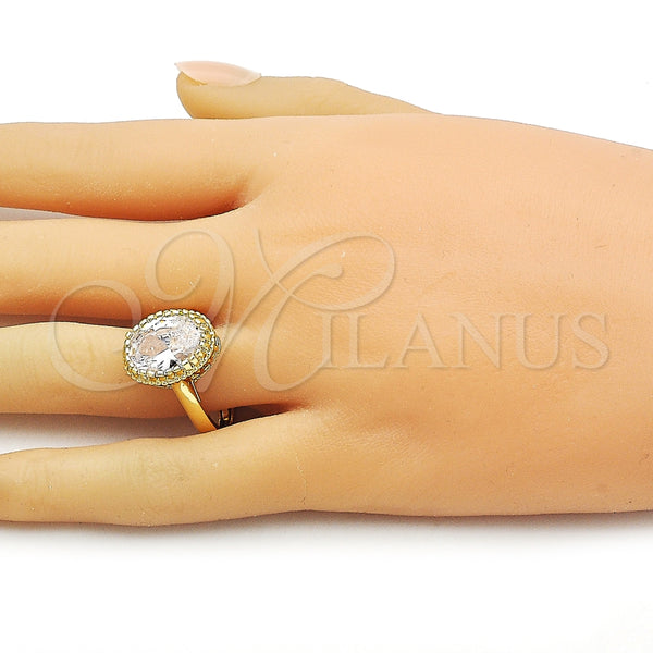 Anillo Multi Piedra 01.424.0005 Oro Laminado, con Blanca Zirconia Cubica, Pulido, Tono Dorado (One size fits all)