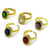 Anillo Multi Piedra 01.424.0005.1 Oro Laminado, con Granate Zirconia Cubica, Pulido, Tono Dorado (One size fits all)