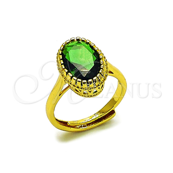 Anillo Multi Piedra 01.424.0005.2 Oro Laminado, con Verde Zirconia Cubica, Pulido, Tono Dorado (One size fits all)