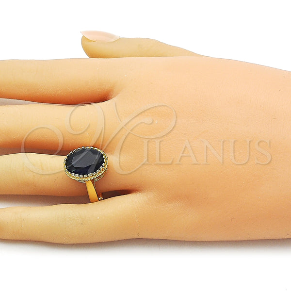 Anillo Multi Piedra 01.424.0005.3 Oro Laminado, con Zafiro Azul Zirconia Cubica, Pulido, Tono Dorado (One size fits all)