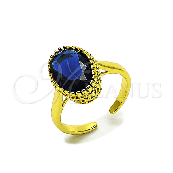 Anillo Multi Piedra 01.424.0005.3 Oro Laminado, con Zafiro Azul Zirconia Cubica, Pulido, Tono Dorado (One size fits all)