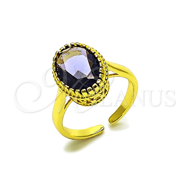 Anillo Multi Piedra 01.424.0005.4 Oro Laminado, con Amatista Zirconia Cubica, Pulido, Tono Dorado (One size fits all)