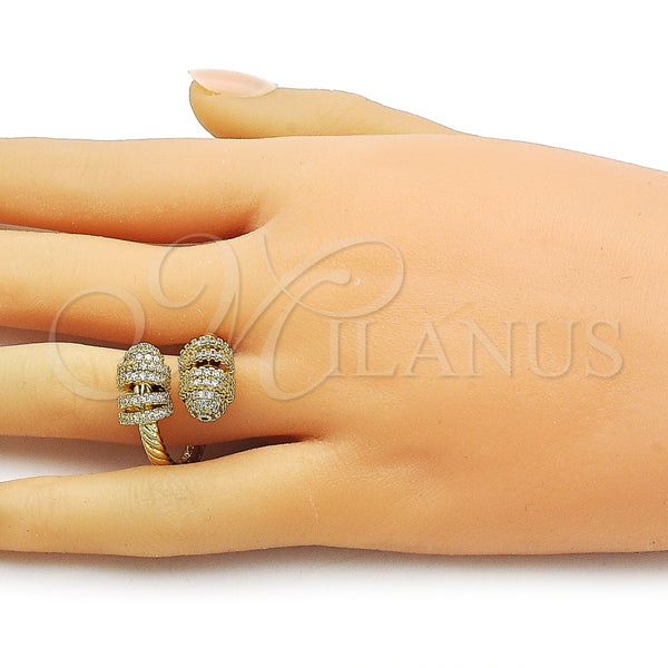 Anillo Multi Piedra 01.424.0006 Oro Laminado, Diseño de Torcido, con Blanca Micro Pave, Pulido, Tono Dorado (One size fits all)
