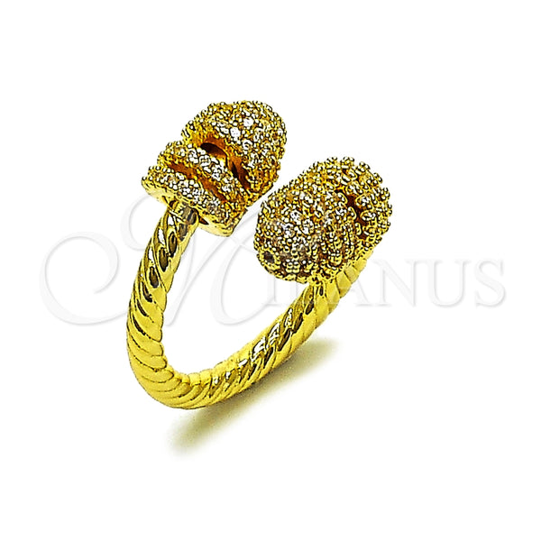Anillo Multi Piedra 01.424.0006 Oro Laminado, Diseño de Torcido, con Blanca Micro Pave, Pulido, Tono Dorado (One size fits all)