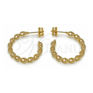 Argolla Mediana 02.60.0173.30 Oro Laminado, Diseño de Puff Mariner y Mariner, Diamantado, Tono Dorado