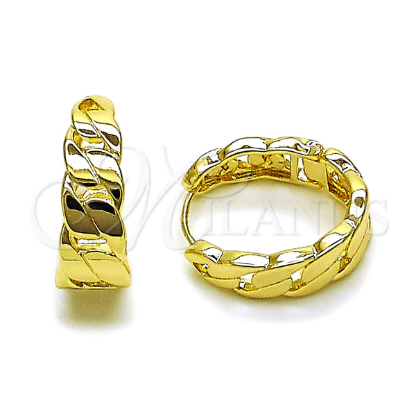 Argolla Huggie 02.60.0174.18 Oro Laminado, Diseño de Miami Cubana, Pulido, Tono Dorado