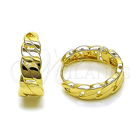 Argolla Huggie 02.60.0174.18 Oro Laminado, Diseño de Miami Cubana, Pulido, Tono Dorado