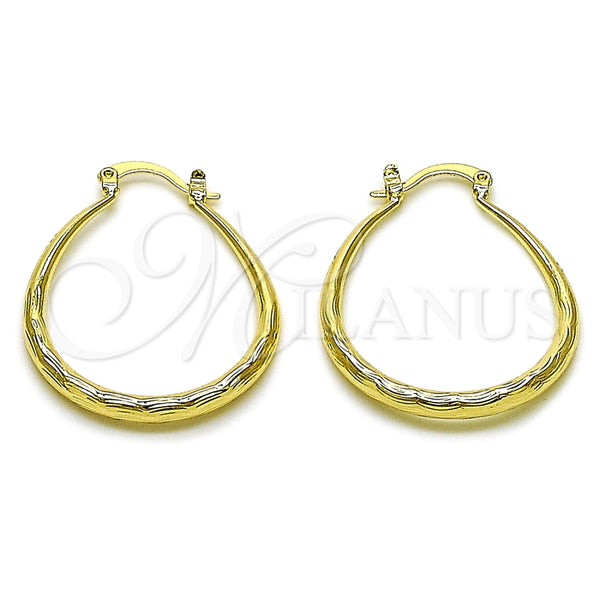 Argolla Mediana 02.163.0409.30 Oro Laminado, Diseño de Hueco, Diamantado, Tono Dorado