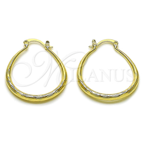 Argolla Mediana 02.163.0409.30 Oro Laminado, Diseño de Hueco, Diamantado, Tono Dorado