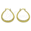 Argolla Mediana 02.163.0409.30 Oro Laminado, Diseño de Hueco, Diamantado, Tono Dorado