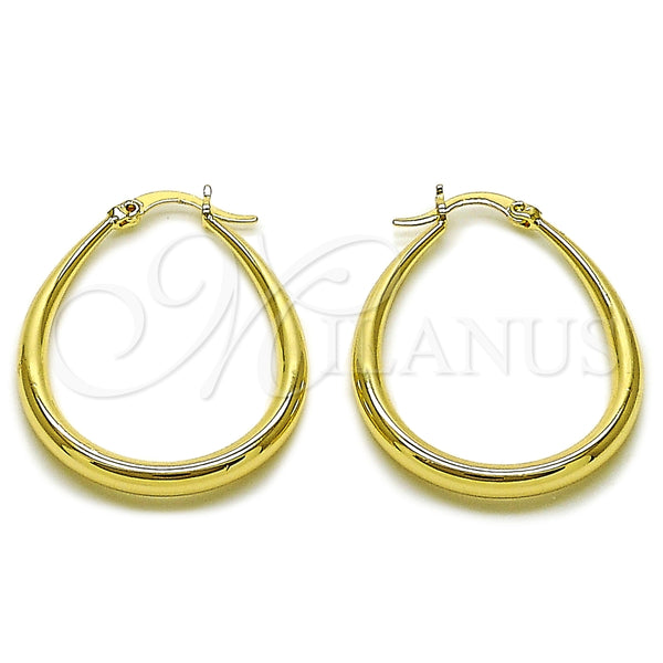 Argolla Mediana 02.122.0092.30 Oro Laminado, Diseño de Gota y Hueco, Pulido, Tono Dorado