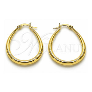 Argolla Mediana 02.122.0092.30 Oro Laminado, Diseño de Gota y Hueco, Pulido, Tono Dorado