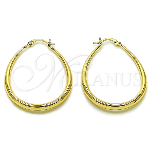 Argolla Mediana 02.122.0092.35 Oro Laminado, Diseño de Gota y Hueco, Pulido, Tono Dorado