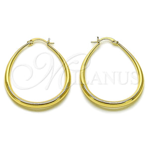 Argolla Mediana 02.122.0092.35 Oro Laminado, Diseño de Gota y Hueco, Pulido, Tono Dorado