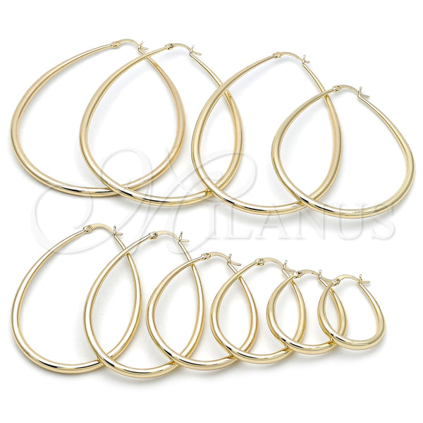 Argolla Mediana 02.122.0092.35 Oro Laminado, Diseño de Gota y Hueco, Pulido, Tono Dorado