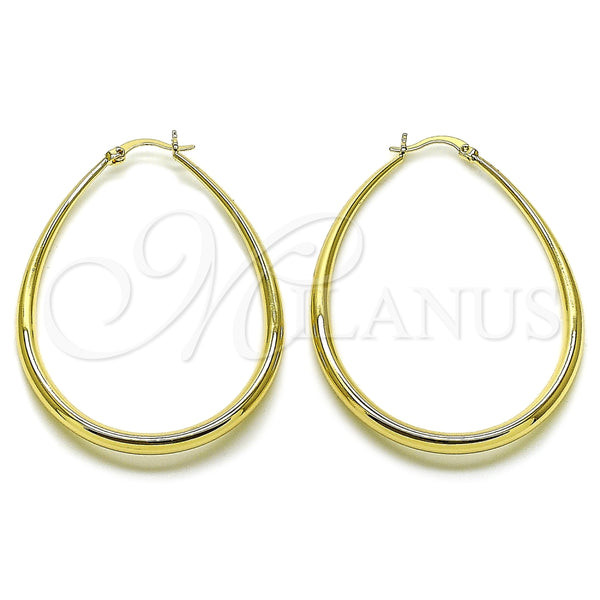 Argolla Mediana 02.122.0092.45 Oro Laminado, Diseño de Gota y Hueco, Pulido, Tono Dorado