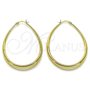 Argolla Mediana 02.122.0092.45 Oro Laminado, Diseño de Gota y Hueco, Pulido, Tono Dorado