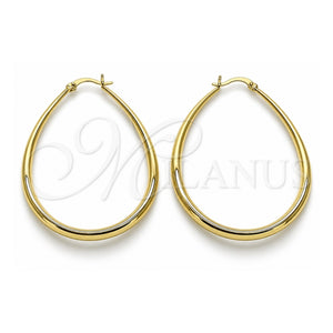 Argolla Mediana 02.122.0092.45 Oro Laminado, Diseño de Gota y Hueco, Pulido, Tono Dorado